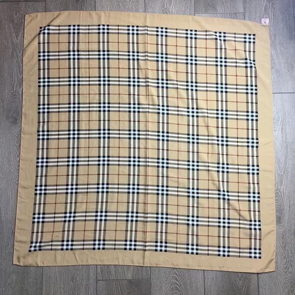 Montagut Paris scarf tan brown plaid 34.5" x 34.5" - Picture 2 of 7